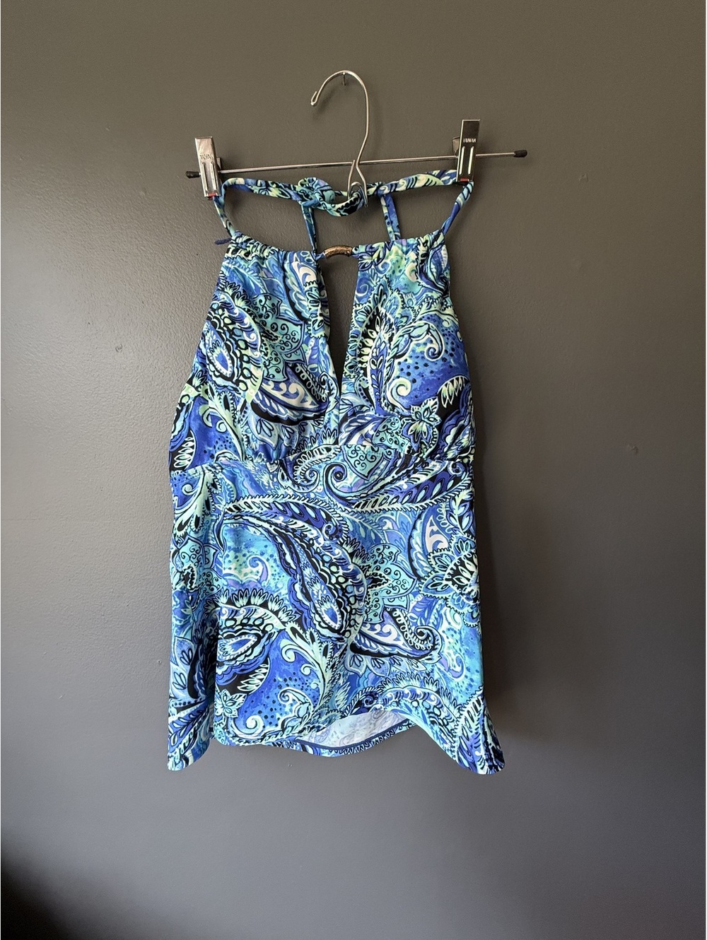 Chaps Blue Paisley Tankini Top